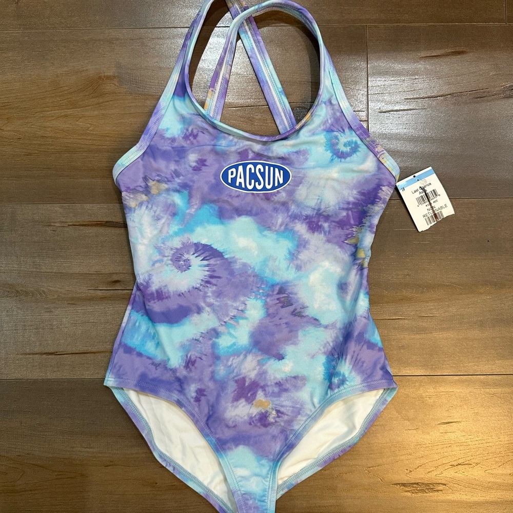 PacSun Kids Tie-Dye Swimsuit - Purple and Blue